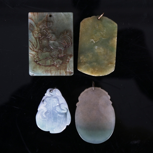 1175 - 4 Chinese relief carved jade pendants, largest 5.5cm