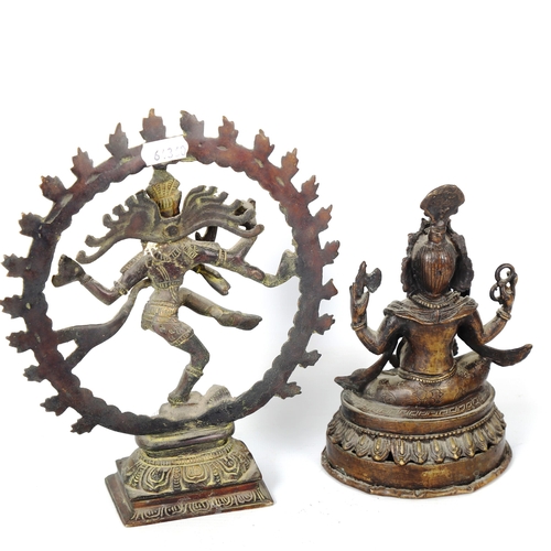 1177 - 2 Indian bronze deities, Vishnu, height 24cm, and Ganesh, height 18cm (2)