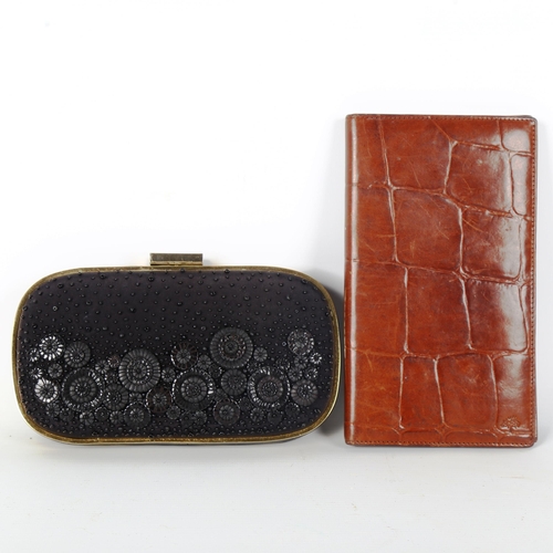 1216 - Anya Hindmarch, clutch bag with black sequin decoration, width 19cm, and a Mulberry crocodile-effect... 