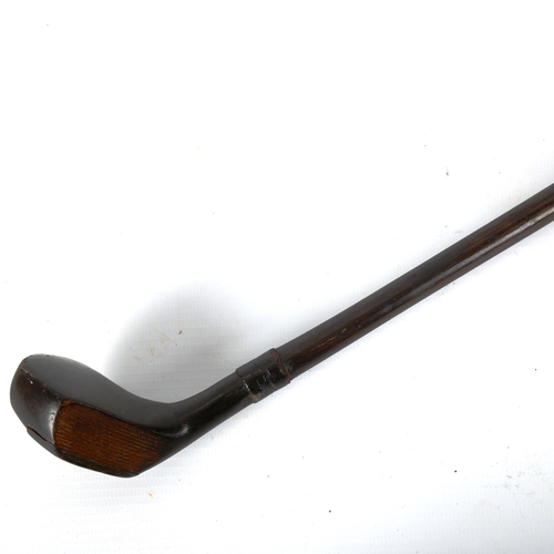 1219 - A Victorian golfing Sunday walking stick with brass-mounted head