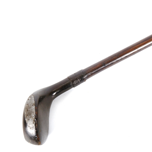 1219 - A Victorian golfing Sunday walking stick with brass-mounted head