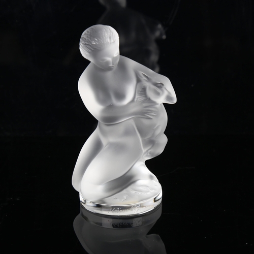 1225 - LALIQUE - a frosted glass figure of Diane, engraved signature, height 11cm