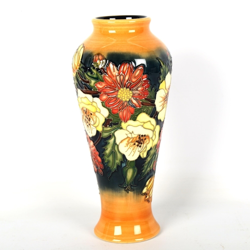 1233 - MOORCROFT POTTERY - a summer flowers design vase, by E Bossons 1997, height 21cm