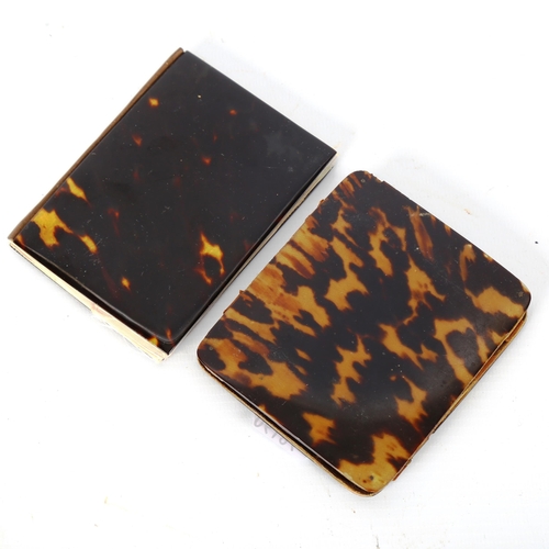 1256 - 2 tortoiseshell-covered notecases/wallets, 1 with watered silk lining, length 10cm (2)