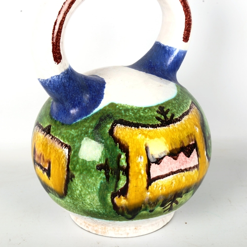 1257 - An Italian abstract pottery vase with painted decoration, height 39cm, probably circa 1960s