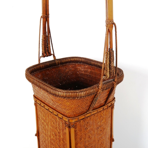 1259 - A finely woven Japanese Ikebana flower basket, height 65cm