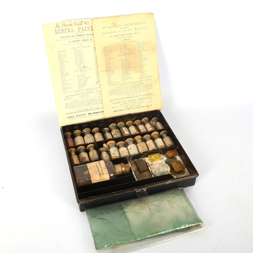 1263 - Lustra artist's metal paint box, containing original paint jars with wooden stoppers, case width 21c... 