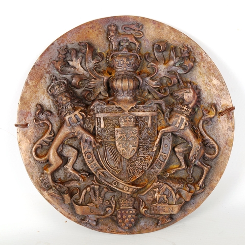 1269 - A relief cast circular bronze Order of the Garter plaque, diameter 21cm