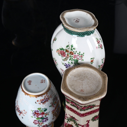 1276 - 2 Samson porcelain armorial vases, and a reproduction armorial vase, largest height 32cm