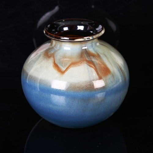 1278 - A Studio pottery vase with multi-colour glaze, incised signature, height 15cm