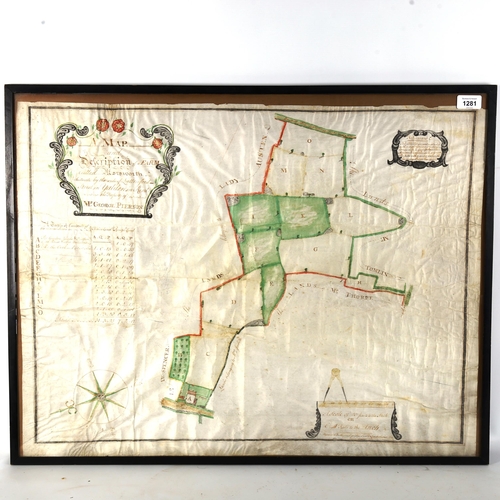 1281 - Robert Morden engraving, map of Sussex 1695, oak frame, overall frame dimensions 42cm x 49cm, and a ... 