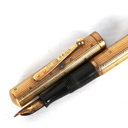 1284 - Watermans Ideal 9ct gold-cased fountain pen, hallmarks London 1929