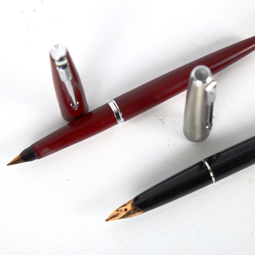 1286 - A group of fountain pens and ballpoint pens, including a Parker 45 convertible, a 1974 Parker, and s... 