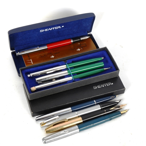 1288 - Sheaffer 3-pen set, a Sheaffer fountain pen, and 4 other pens