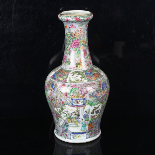 1305 - A Chinese porcelain narrow-necked vase, with painted enamel decoration, height 33cm