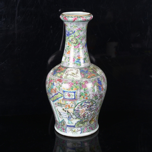 1305 - A Chinese porcelain narrow-necked vase, with painted enamel decoration, height 33cm