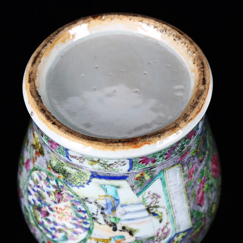 1305 - A Chinese porcelain narrow-necked vase, with painted enamel decoration, height 33cm