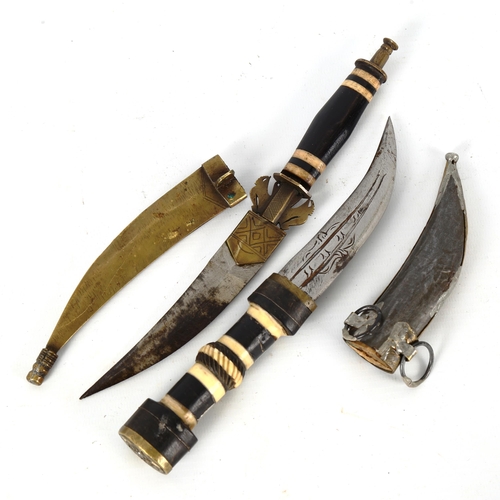 1318 - A Syrian (Magdali) Khanjar dagger with inlaid decoration, length 22cm, and another dagger of similar... 