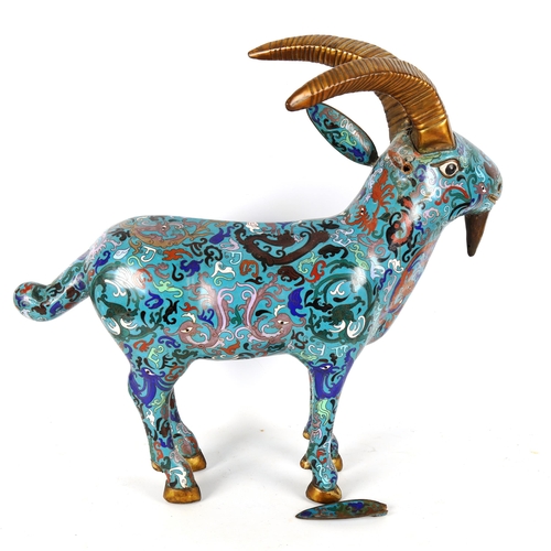 1331 - A large Chinese cloisonne enamel ram, length 56cm