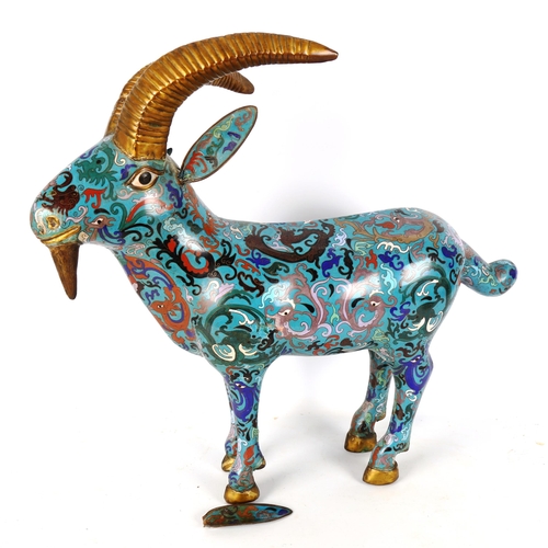 1331 - A large Chinese cloisonne enamel ram, length 56cm