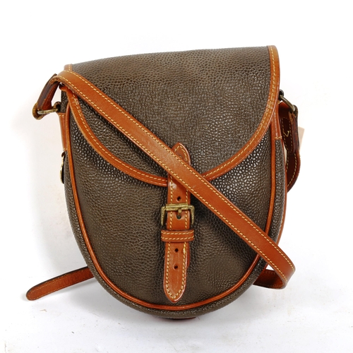 1383 - MULBERRY - an olive/brown leather saddle bag, height approx 22cm, width 18cm, with dust bag