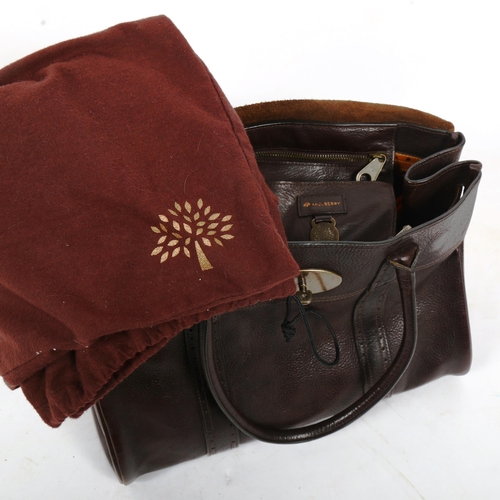 1384 - MULBERRY - a Bayswater ivy handbag, dark brown leather with tan leather mounts, length approx 35cm, ... 