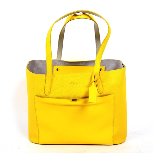 1385 - SMYTHSON OF BOND STREET - a bright yellow shoulder bag, length approx 36cm, height approx 29cm, with... 