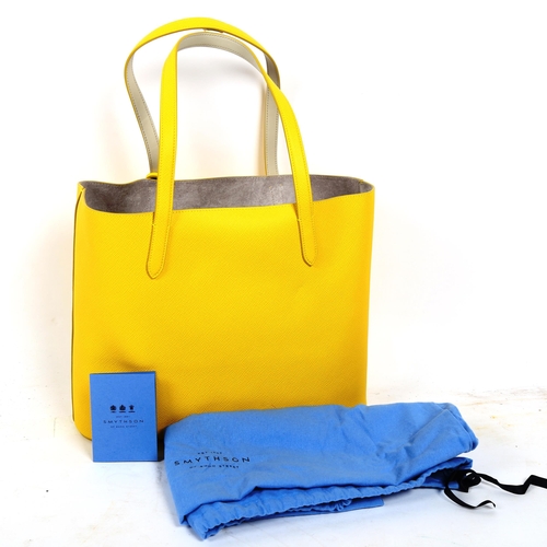 1385 - SMYTHSON OF BOND STREET - a bright yellow shoulder bag, length approx 36cm, height approx 29cm, with... 