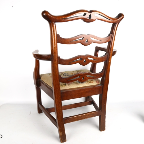 1393 - A child's mahogany Hepplewhite style armchair, with carved back and tapestry drop-in seat, circa 190... 