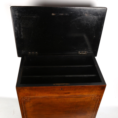 1395 - A Victorian inlaid walnut magazine/music box, with hinged top and turned legs, length 48cm, depth 31... 