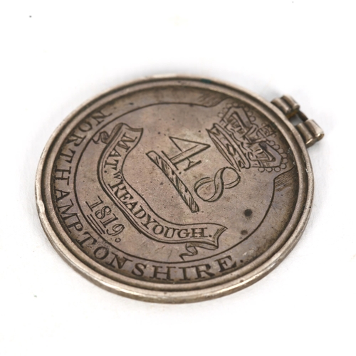 1403 - A rare 48th Foot Northamptonshire's medal 1814, awarded to Matthew Readyough, inscribed on reverse V... 