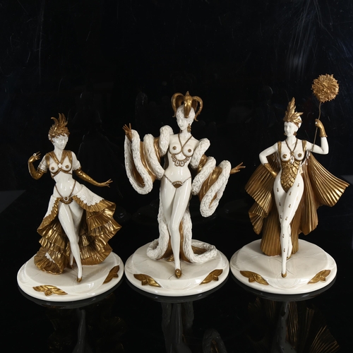 1411 - *CONDITION REPORT AMENDMENT* A set of 3 unique Capodimonte gilded white glaze porcelain exotic figur... 