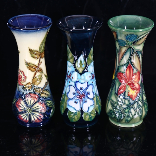 1428 - MOORCROFT POTTERY - 3 small vases, including a Sweet Briar, lustre and 1 other, height 13cm