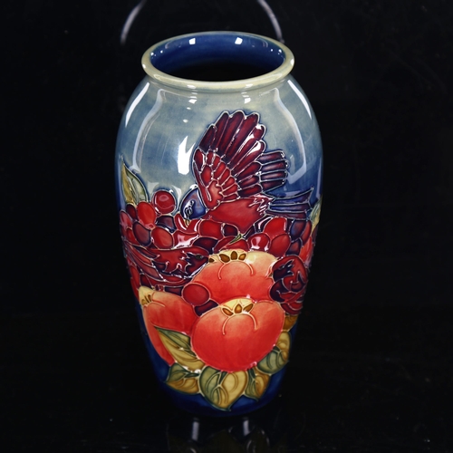 1431 - MOORCROFT POTTERY - a Blue Finches pattern vase, height 18.5cm