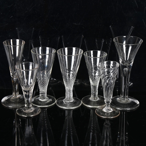 1439 - A group of 7 Antique cordial glasses, 18th and 19th century, largest height 17cm