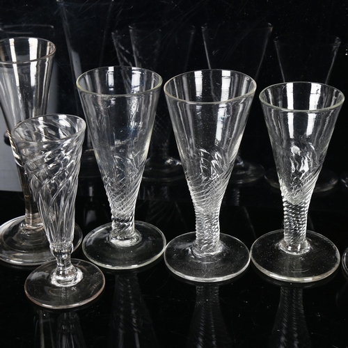 1439 - A group of 7 Antique cordial glasses, 18th and 19th century, largest height 17cm