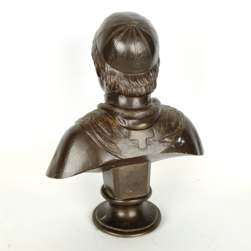 1452 - A patinated bronze bust of Pope Pius IX, stamped Maurel, height 27cm