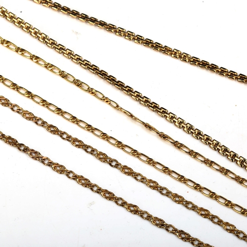 718 - 3 x 9ct gold chain necklaces, 20.4g total (3)