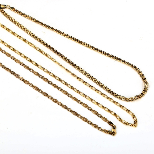 718 - 3 x 9ct gold chain necklaces, 20.4g total (3)