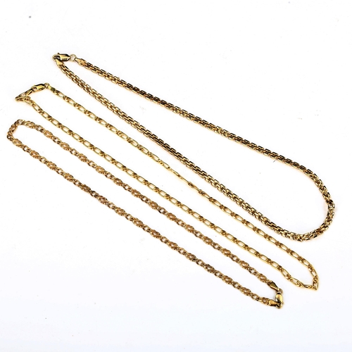 718 - 3 x 9ct gold chain necklaces, 20.4g total (3)