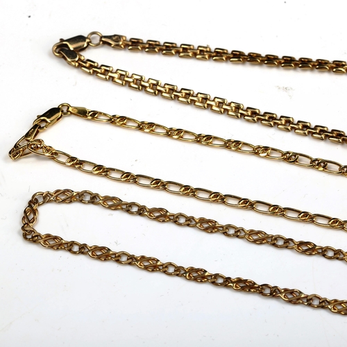 718 - 3 x 9ct gold chain necklaces, 20.4g total (3)