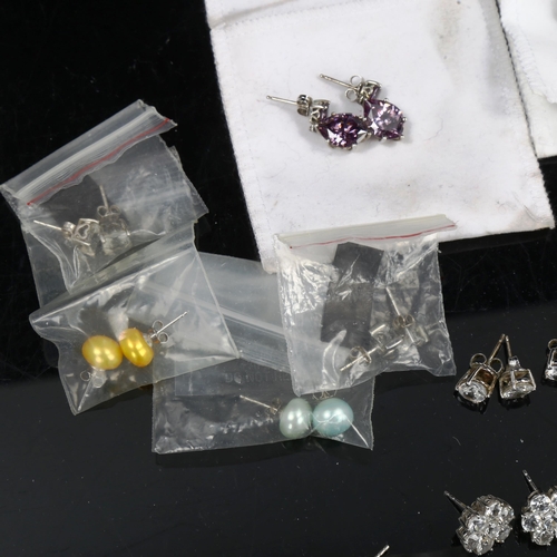 726 - A quantity of modern silver stone set jewellery, most with gemstone certificates