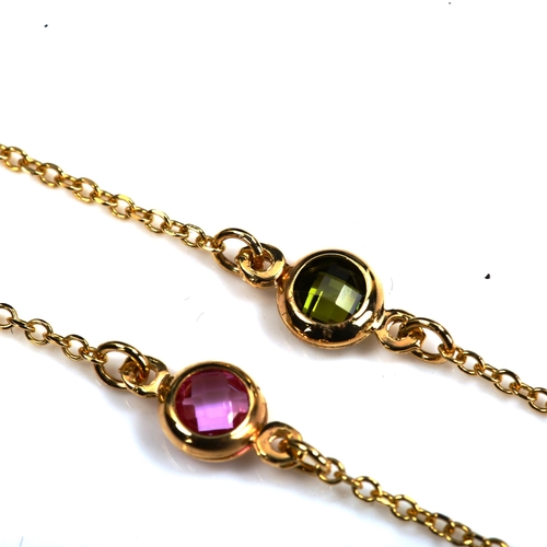 737 - A modern 14ct gold gem set spacer necklace, length 42cm, 2.7g