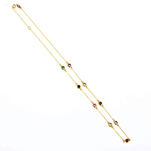 737 - A modern 14ct gold gem set spacer necklace, length 42cm, 2.7g