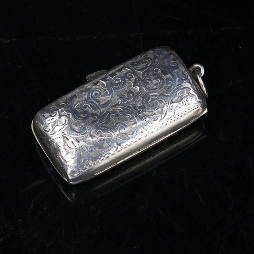 764 - A George V silver double-sovereign case, allover foliate engraved decoration, by I S Greenberg & Co,... 