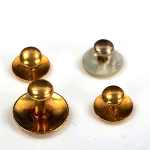 767 - A cased set of dress studs, including 3 x 18ct gold, 5.9g weighable