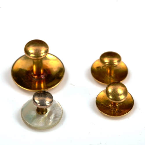 767 - A cased set of dress studs, including 3 x 18ct gold, 5.9g weighable