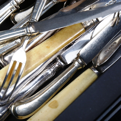 779 - Various silver cutlery, including Scottish Hamilton & Inches Thistle butter knife, wishbone sugar to... 