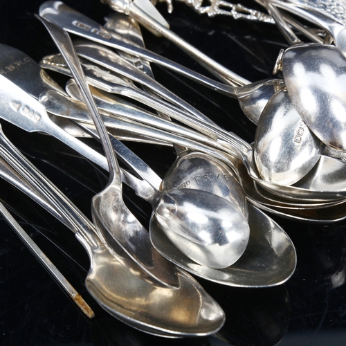 780 - Various silver cutlery, including sauce ladle, sifter spoon, teaspoons etc, 15.4oz total