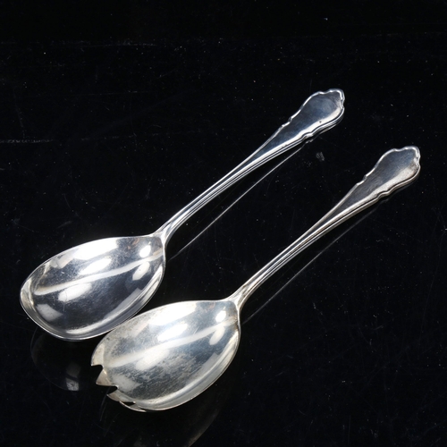 782 - A pair of George V silver salad servers, by Alexander Clark & Co Ltd, Jubilee hallmarks Birmingham 1... 